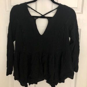 Free People Flouncy Black Top